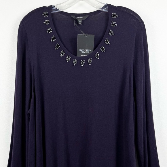 Simply Vera Vera Wang  Necklace Sweater Purple Size 2X - Picture 5 of 16
